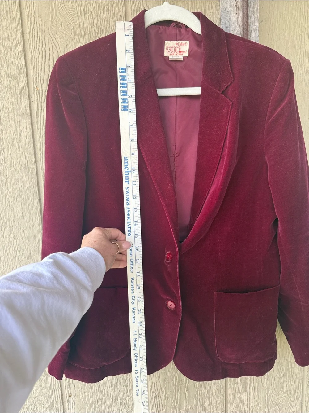Vintage Dillards 900 West Velvet Feel Women's Blazer Jacket - Burgundy